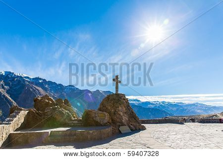 Colca Canyon, Peru,south America. Incas To Build Farming Terraces With Pond And Cliff. One Of Deepes