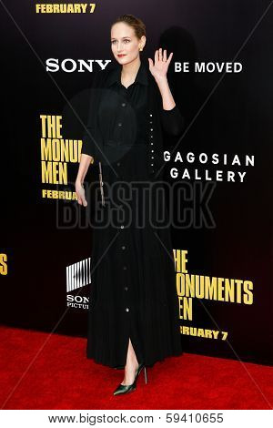 NEW YORK-FEB 4: Actress Leelee Sobieski attends the premiere of 'The Monuments Men' at the Ziegfeld Theatre on February 4, 2014 in New York City. 