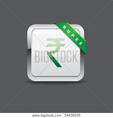 Indian Rupee Sign Rounded Square Vector Button Icon