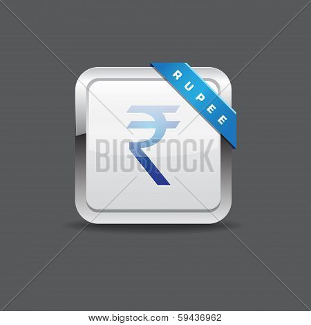 Indian Rupee Sign Rounded Square Vector Button Icon