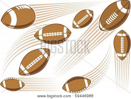 Flying american football ball