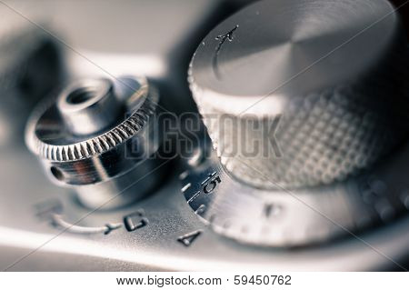 Closeup of old retro film camera
