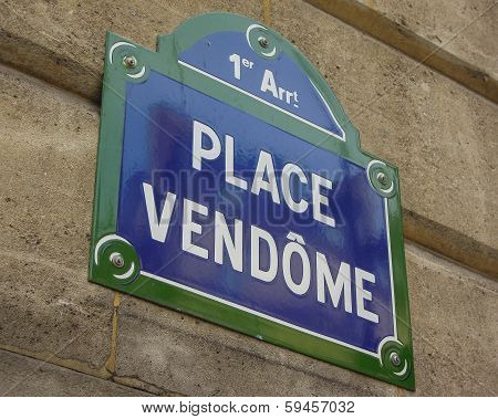 Sign for Place Vendome in Paris