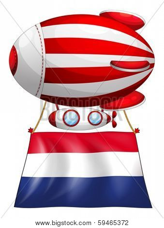Illustration of a balloon with the flag of Netherlands on a white background
