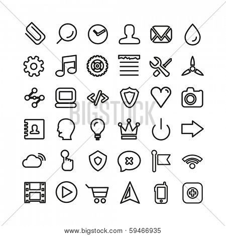 Web line icon set. Ultra thin icons isolated on white