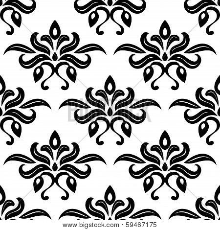 Modern foliate black and white arabesque pattern