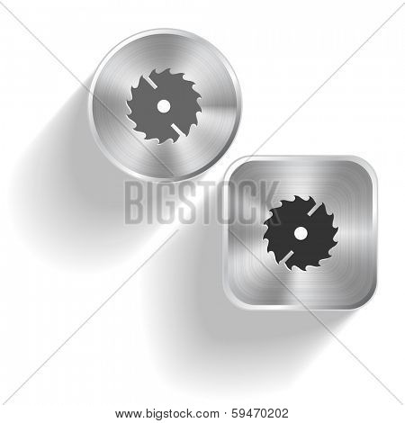 Circ saw. Vector set steel buttons