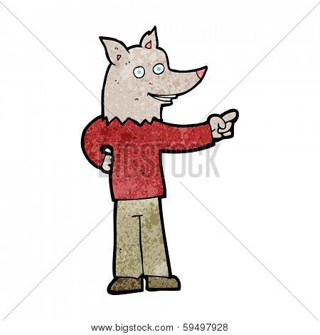 cartoon wolf man pointing