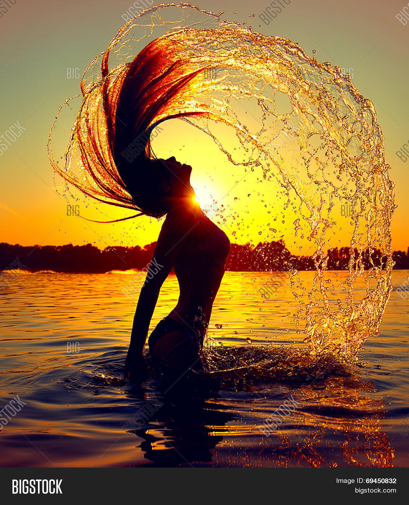 Beauty Model Girl Splashing Water Image & Photo | Bigstock