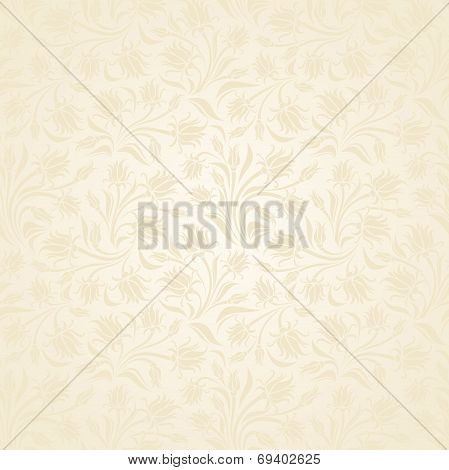 Seamless beige floral pattern. Vector illustration.