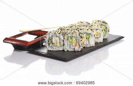 Sushi Roll Isolated On White Background