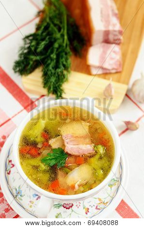 Italian Soup With Vegetables And Bacon