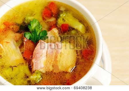 Italian Soup With Vegetables And Bacon