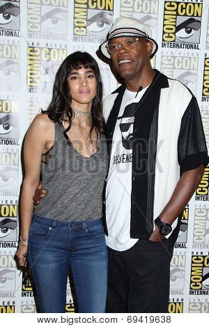 SAN DIEGO - JUL 25:  Sofia Boutella, Samuel L. Jackson at the 