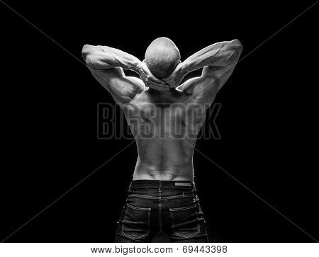 man back fitness body wearing jeans 