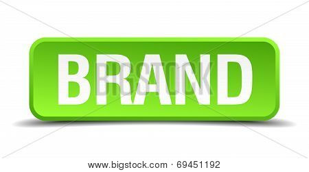Brand Green 3D Realistic Square Isolated Button