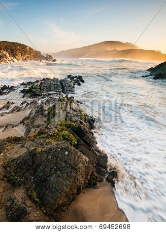 Beautiful Beach In Meiras, Galicia, Spain