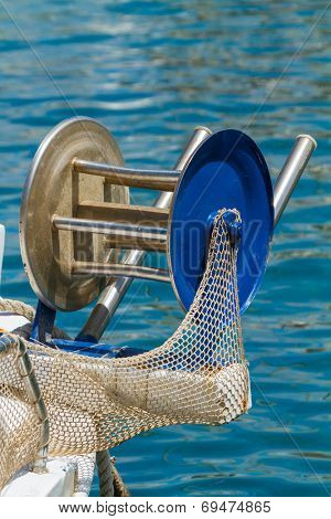 Fishing boat close up in the Harbor of Meganisi island in Lefkada Greece