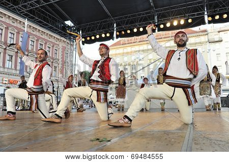 Members of folk group Albanian Culture Society Jahi Hasani from Cegrane, Macedonia during the 48th International Folklore Festival in center of Zagreb,Croatia on July 19,2014