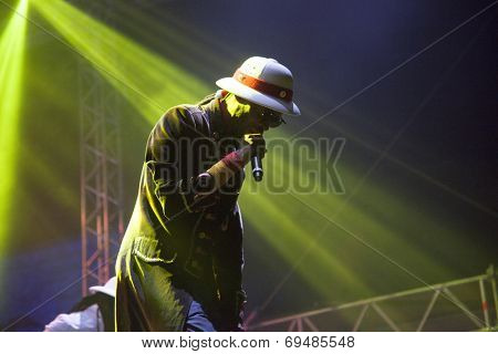 BONTIDA - JUNE 20: THIEVERY CORPORATION performs live at Electric Castle Festival at June 19, 2014 in the Banffy castle in Bontida, Romania
