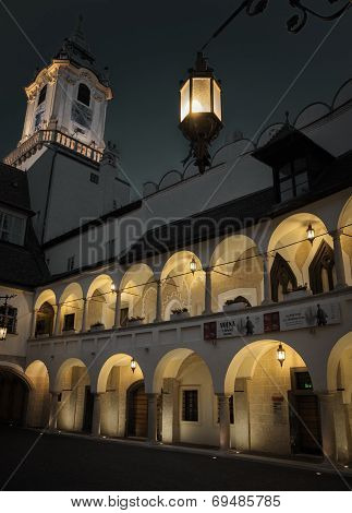 Square at old town in at city Bratislava, Slovakia