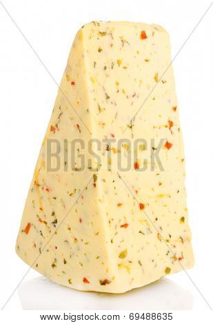 cheese with spices isolated on white