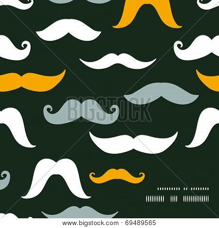 Fun silhouette mustaches frame corner pattern background