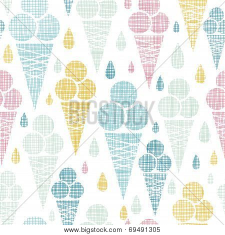 Ice cream cones textile colorful seamless pattern background