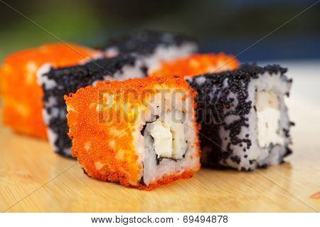 Japanese cuisine - tobico sushi rolls