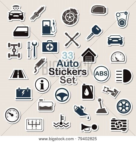 Set of auto icon stickers