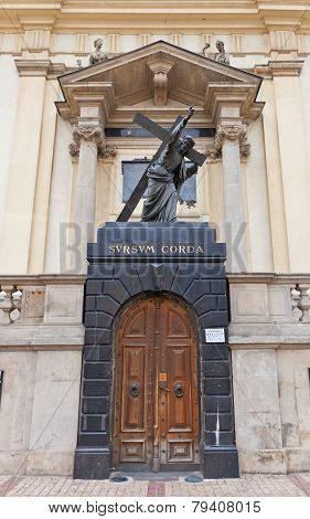 Entrance Of The Holy Cross Church (1696) In Warsaw, Poland