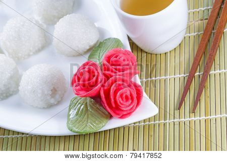 Fresh Sweet Chinese Rice Balls And Tea