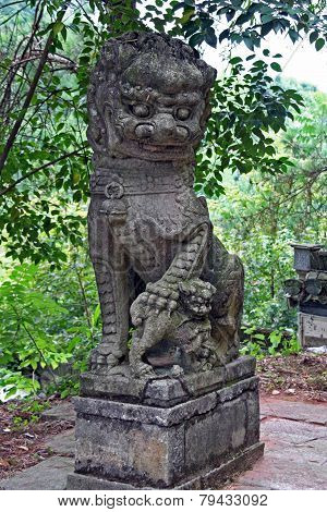 Stone Qilin Statue In Anhui Province, China