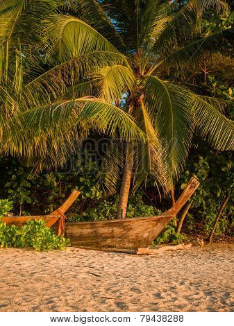 Beautiful sunrise in Rawai Phuket island Thailand with Long tailed boat Ruea Hang Yao