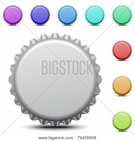 Realistic colorful bottle caps vector