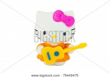 Hello Kitty Cat Toy Character Play Yellow Guitar.