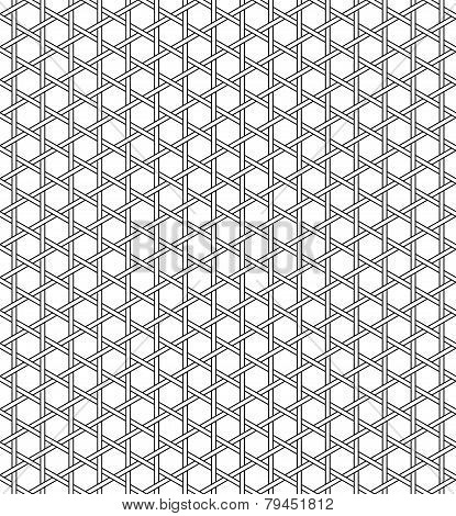 Black And White Geometric Seamless Pattern With Weave Style.