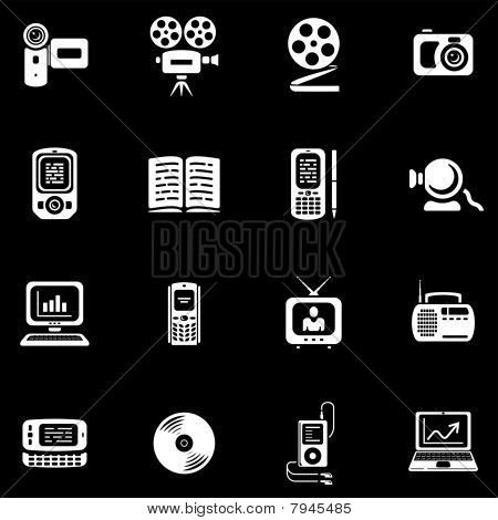 Médias - jeu d'icônes vectorielles