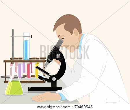 Scientist With Microscope