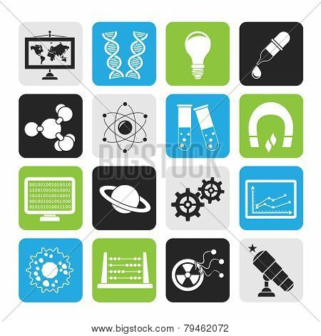 Silhouette science, research and education Icons