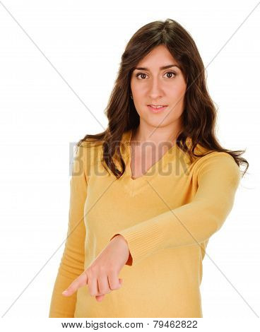 young woman pointing finger