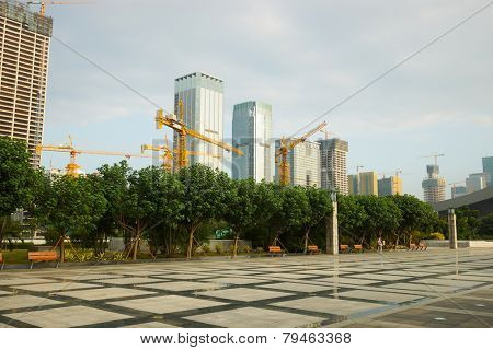 SHENZHEN - OCT 20: ShenZhen downtown on October 20, 2014 in Shenzhen, China. ShenZhen is regarded as one of the most successful Special Economic Zones.