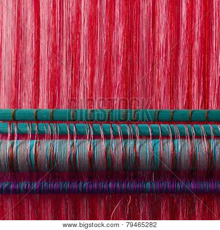 Handmade Silk Textile Industry, Silk Scarf On A Old Machine