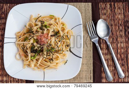 Japanese Style Spicy Cod Roe Spaghetti