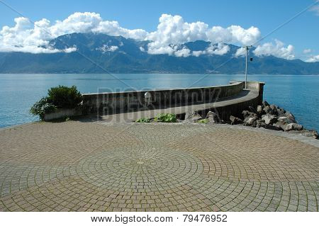 Geneve Lake Shore In Vevey In Switzerland
