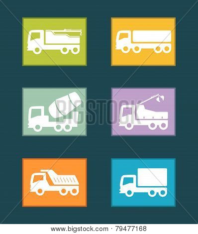 set colorful industrial transport icon
