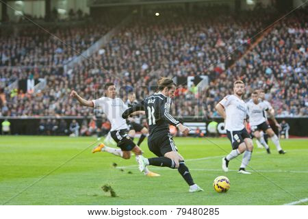 VALENCIA, SPAIN - JANUARY 4: Bale (11) during Spanish League match between Valencia CF and Real Madrid at Mestalla Stadium on January 4, 2015 in Valencia, Spain
