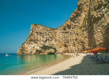 Paradise Beach Near Liapades, Western Of Corfu Island, Greece