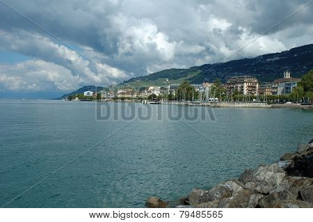 Vevey At Geneve Lake In Switzerland