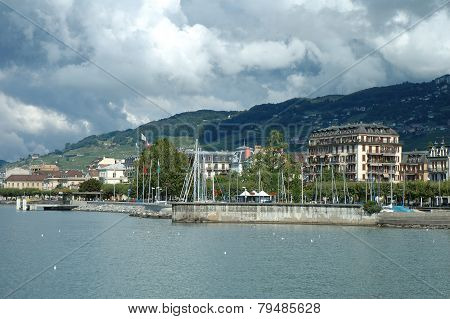 Vevey At Geneve Lake In Switzerland
